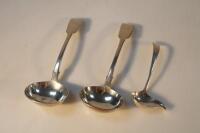 A pair of Victorian silver fiddle pattern sauce ladles