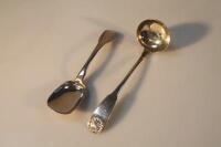 A George IV Scottish silver fiddle and small shell sauce ladle