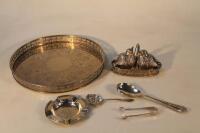 Silver and plated ware including a small silver ashtray