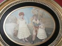 An 18thC style needlework silk picture of children in a landscape