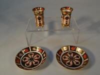 A pair of Royal Crown Derby Old Imari circular pin trays