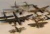 A collection of scale models and kit models of aeroplanes