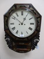 A mahogany cased drop dial wall clock