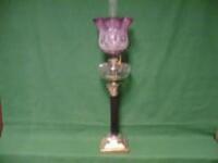 A Victorian double burner oil lamp