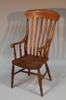 A 19thC lath back grandfather chair.