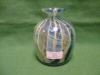 A Medina glass vase, circular, with pinched neck and everted