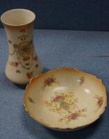 A Fieldings Crown Devon floral vase and a similar Regal ware bowl