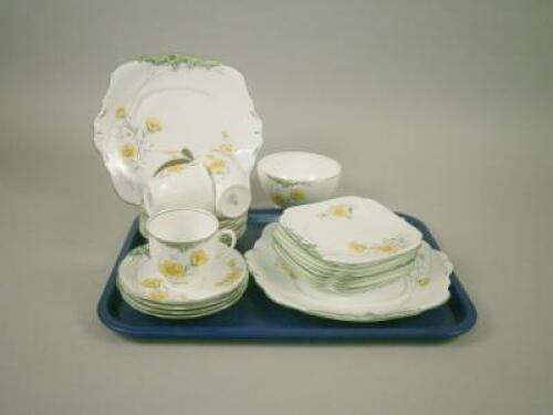 An English Bone China Buttercup pattern part tea service