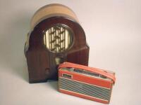 A Phillip's Art Deco style walnut and plastic radio