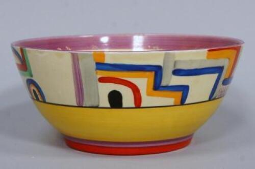 A Clarice Cliff Bizarre bowl in the Tennis pattern