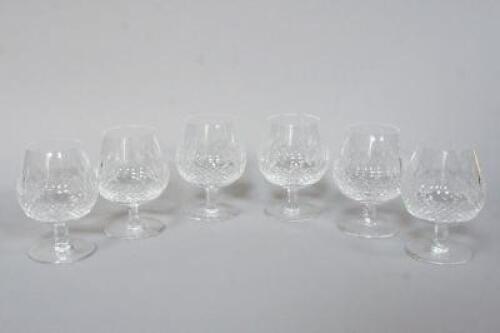 Six Waterford Crystal brandy balloons.