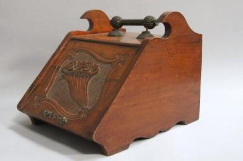 A late Victorian walnut coal scuttle