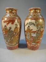 A pair of Japanese pottery Satsuma baluster vases