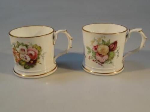 A pair of Victorian porcelain tankards