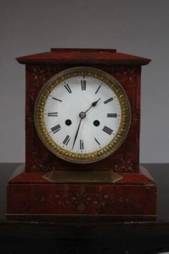 A 19thC Sienna marble mantel clock