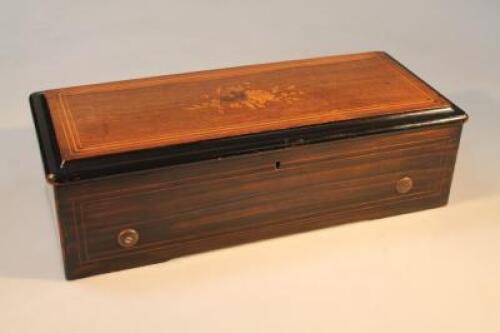 A 19thC rosewood cased Swiss eight-hour music box