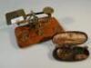 A set of 19thC brass letter scales and weights