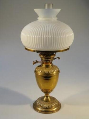 A late 19thC brass oil lamp