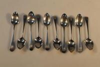 Ten 19thC silver Old English teaspoons