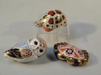 Three Royal Crown Derby paperweights