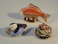 Three Royal Crown Derby paperweights