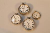 Four pocket watches including two silver pocket watches