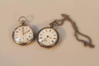 A white metal pocket watch stamped fine silver