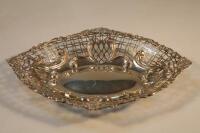 A late Victorian navette-shape pierced dish by William Comyns