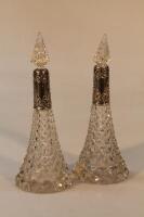 A pair of Edward VII cut glass scent bottles