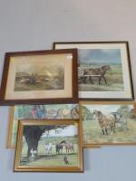 Various paintings and prints relating to coaching