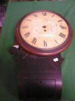 A 19thC. mahogany drop dial wall clock with fusee movement