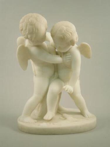 A 19thC Italian style marble statue of two putti fighting