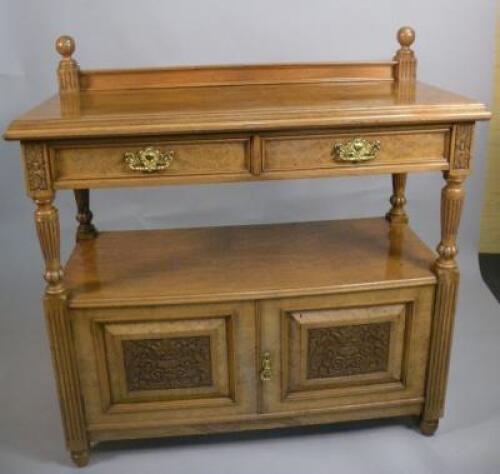 A Victorian oak and burr oak buffet by Miller & Sons