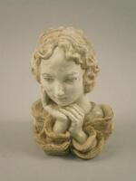 A glazed pottery bust of a young lady by Molly Mitchell Smith