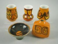 Five items of Poole pottery Delphis Ware