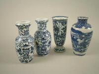 Four Chinese blue & white vases