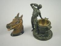 Two items of continental bronzed spelter