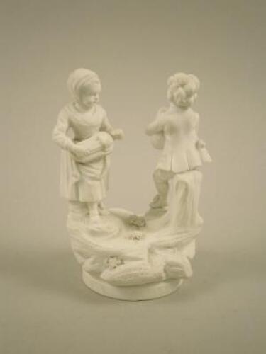 A 19thC German bisque porcelain group of children playing musical instruments
