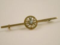 A seed pearl and paste set bar brooch