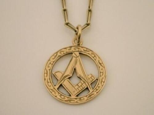 A 9ct gold Masonic pendant and chain