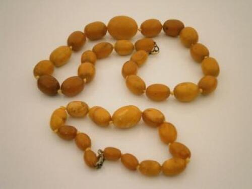 An amber necklace and bracelet.