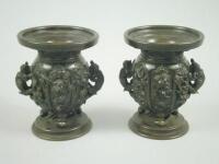 A pair of Japanese bronze vases