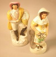 A pair of Staffordshire flat back figures