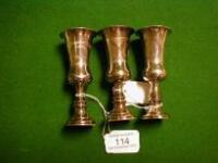 Three George V silver liquer goblets