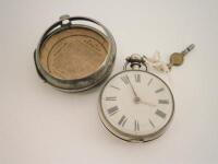 A 19thC silver pair cased pocket watch