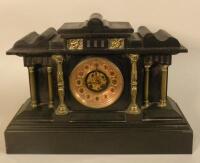 A late 19thC French gilt metal and brass mantel clock