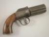 A 19thC pepper pot pistol with walnut stock