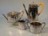 A late Victorian silver four piece tea service by Walter and Charles Sissons