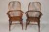 A pair of early 19thC ash and elm spindle back Windsor high chairs