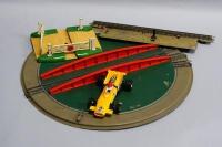 A mixed box of model railway and Scalextric car etc.